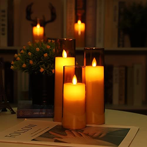 Златни Блещукащите Свещи Comenzar от Акрил, стъкло, Led Беспламенные свещи на батерии с Таймер, Декоративни Реалистични