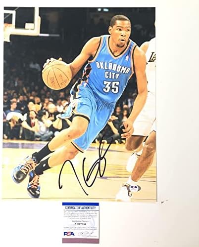 Кевин Дюрант подписа снимка 11x14 PSA / DNA с автограф Оклахома Сити Thunder Нетс - Снимки на НБА с автограф