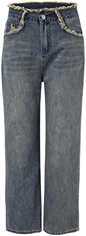 Ново направление в панталони, сини дънки, дамски преки, свободни, летен нов начин, тесни, с висока талия, широки, Пол 18