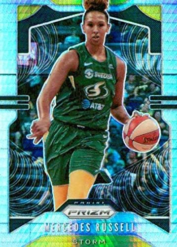 Търговската картичка баскетбол Панини Prizm 2020 WNBA Prizms Hyper 75 Mercedes Russell Seattle Буря