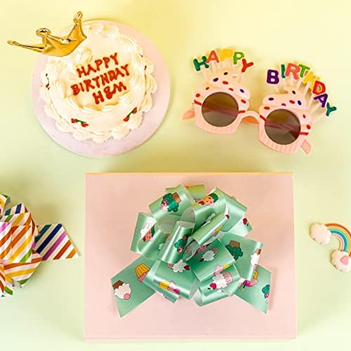 LeZakaa 12 бр. Съответствие на рожден Ден с панделка - Дизайн за кифли, Дъгата и Свещи - Идеално за подарък за опаковане, Цветарски, Букет, кошници