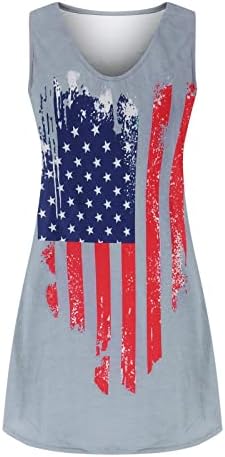 На 4 юли, Секси Рокли за Жени, Свободно Ежедневното Лятно мини-Рокля Без Ръкави с V-образно деколте, с Плажна рокличка със