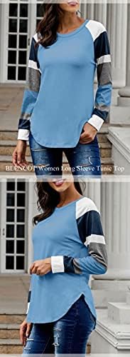 Дамски Лека Блуза BLENCOT С Цветен Блок, Туника Свободно, Намаляване С Дълъг Ръкав, Ризи, Блузи