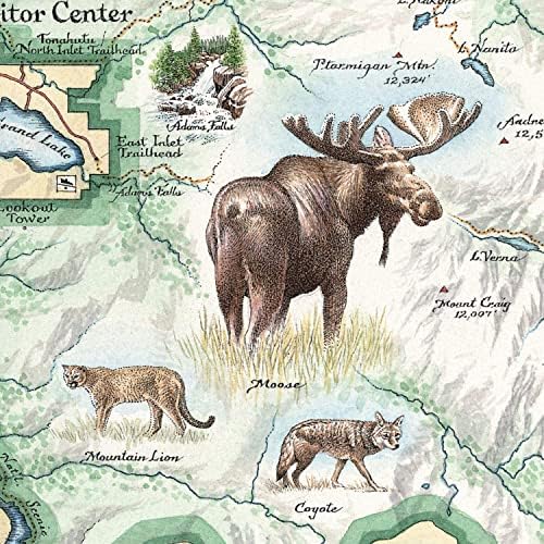 Карта Xplorer Карта на национален парк Скалисти планини Керамична чаша без Бисфенол А - За офиса, дома, за подарък, парти - Здрава и с капацитет 1,5 мл течност