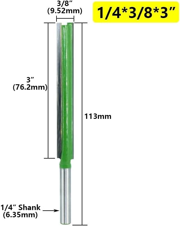 Ножове JrenBox Fresa с 1/4 опашка по-дълги Дълга права подрязване Тренировка с CNC Машина за Рязане на ръба на дърво (дължина на рязане край: Зелената 76,2 мм)
