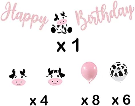 HEETON крава първи рожден ден декорации комплект балон арка щастлив банер на раждане на крава една топка ферма-детски розови