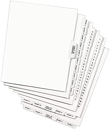 Ейвъри 11959 Комплект разделители за индекси на правни експонати с празен раздел, 25 Табове, Буквално, Бял, Комплект от 25
