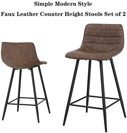 Комплект от 4 Продуктова столове с височина 30 сантиметра, Бар Столове от изкуствена кожа, Бар Стол с Метални Крака, стол