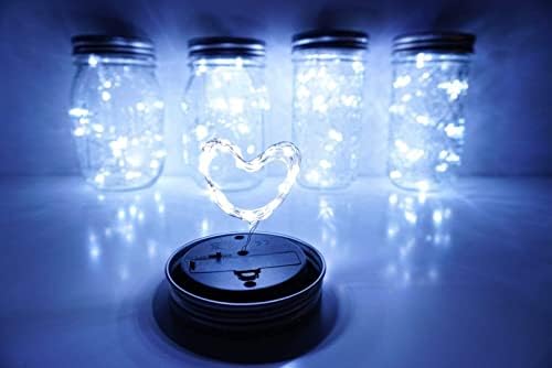 SmilingTown Mason Jar Капак Слънчеви Гирлянди с капак, Топъл бял, 6 опаковки, 20 светодиода, Водонепроницаемое Подвесное