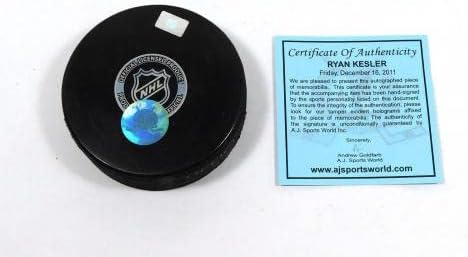 Райън Кеслер Подписа Сувенири Хокей шайба NHL Акули AJ Sports Auto DA049045 - за Миене на НХЛ с автограф