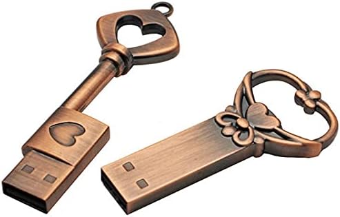 SXYMKJ Флаш памет Метална Мед ключ във формата на сърце Подарък USB Флаш памет Mini USB Stick Key Автентичен 4 gb 8 gb 16 gb 32 gb 64 GB стик