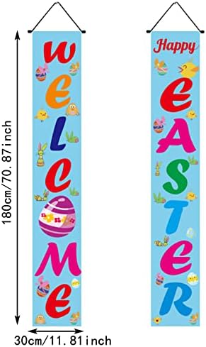 Азбука банер за партията на Великден верандата банер Заек яйце Заек страна на входната врата, знак на стенен килим от пролетни бижута и