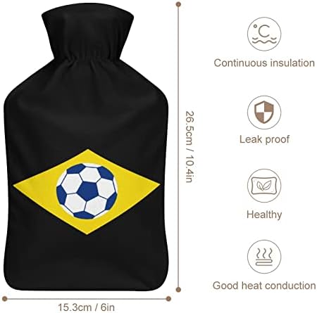 Бразилският Футболен Флаг Гумена Бутилка За Гореща Вода с Руното Капак на Топло за Ръцете И Краката Чанта За Топла Вода