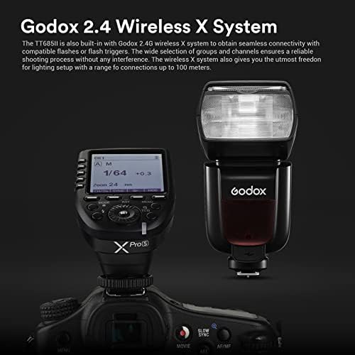 Godox TT685II-C TT685IIC Светкавица Speedlite за камери на Canon, HSS 1/8000 s GN60 2,4 G Безжична светкавица Speedlight, съвместима с видеокамери Canon EOS 70D 6D 7D, 60D 50Г 5D 760D 750D 80D 500D 77D и т.н