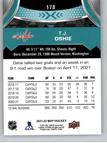 2021-22 MVP на горната палуба #178 Минути Джей Оши Хокейна карта НХЛ Вашингтон Кепитълс
