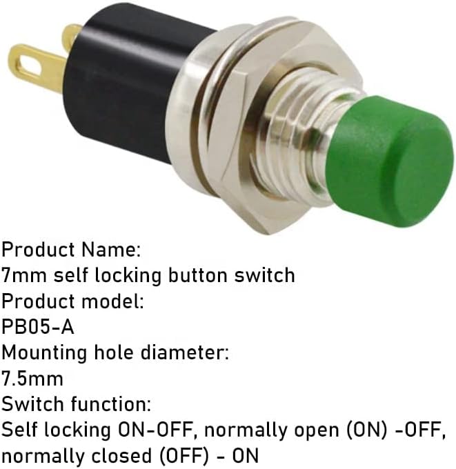 2 елемента 16 мм 2pin нормално отворен електрически led бутон ключ 12 мм Незабавен самосброс самостоятелно блокиране 3A 250AC - (Цвят: