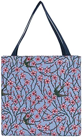 Гобеленовая Множество Продуктова Дългогодишна чанта за пазаруване Signare с дизайн на Цветя и лястовицата