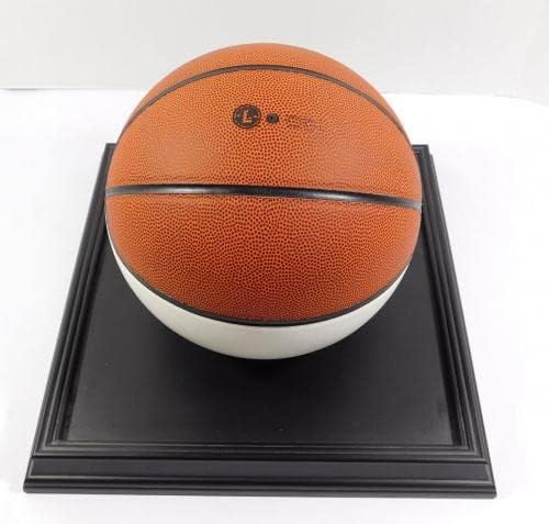Баскетболни топки с автограф на Брандън възхваляват дженингс в Пълен размер Pistons White Panel Basketball + Display С автограф