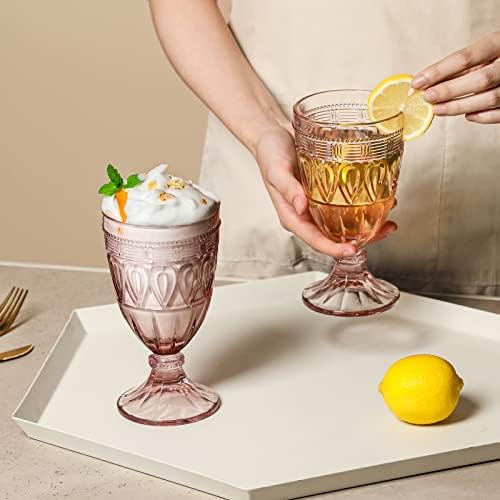 EVEREST GLOBAL Argus Collection студен Чай Розово Купа на 10 грама комплект от 6 чаши от цветно стъкло за напитки Е идеален