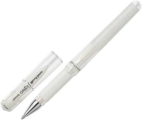 Гел химикалка Uni-Ball UM153 Вода Broad Point - най-Добрата гел писалка премиум-клас с плавен поток на мастилото. Бял цвят - Опаковка от 5 броя, на набор от стойности за стикери