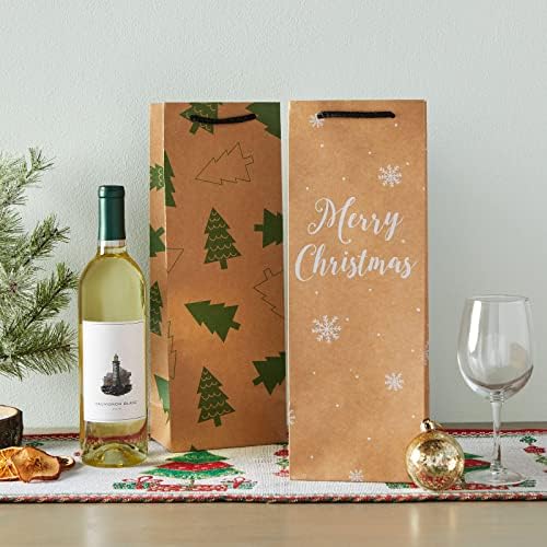 Подаръчни комплекти за коледа вино Kraft, 6 празнични дизайн (15,3 x 3.2 инча, 24 опаковки)