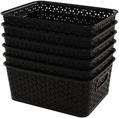 Ракита Пластмасова кошница за съхранение на Dehouse, 6 Опаковки, Черна