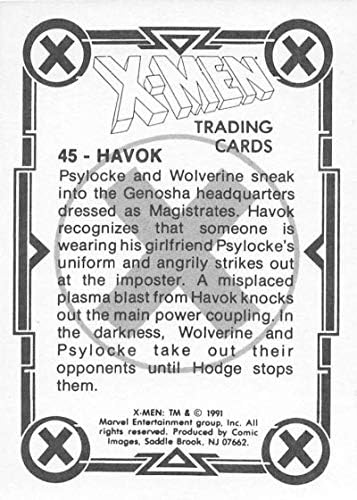 1991 Комикс изображение на Marvel X-Men Неспортивная Търговска картичка стандартен размер 45 Havok