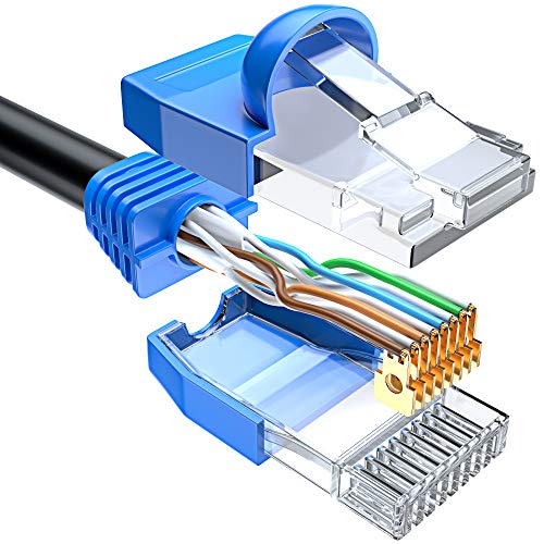 Външен кабел Maximm Cat6 250 фута - Черно - Плътен Меден кабел Ethernet с честота 550 Mhz, водоустойчив, подходящ за директно погребване.