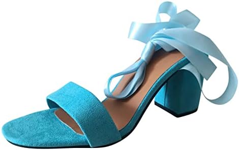 RbCulf/ Дамски Сандали в Масивна Ток, елегантно облечен Обувки, Лятна Мода Дишащи Обувки за Почивка, Велурени Сандали с Каишка, Чехли