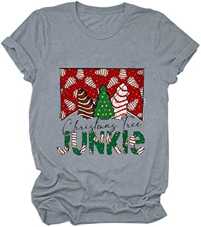 Дамска Риза с принтом елхи, Блузи с Писмото Принтом Junike, Тениски, Сладки Коледни Тениски за жени и Момичета