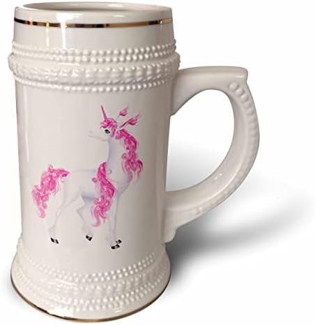 3D-Красива розово-бяла снимка на Мистично еднорог - чаша за стейна на 22 унция (stn_354932_1)