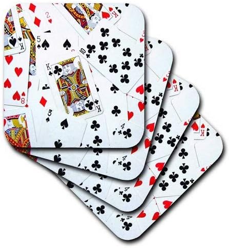 3dRose CST_112896_1 Снимка Пръснати карти за игра - за играчи на хазартни игри, Например Покер, Бридж, Казино, нощ в Лас Вегас - Меки подложки, комплект от 4