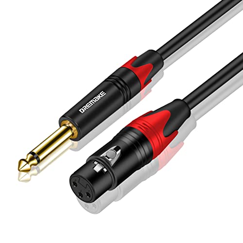 DREMAKE Аудио Конектор XLR кабел 1/4 TRS 3 метра, Конектор XLR кабел 1/4 Конектор 6,35 мм Жак за 1/4 XLR конектор 1/4 инча