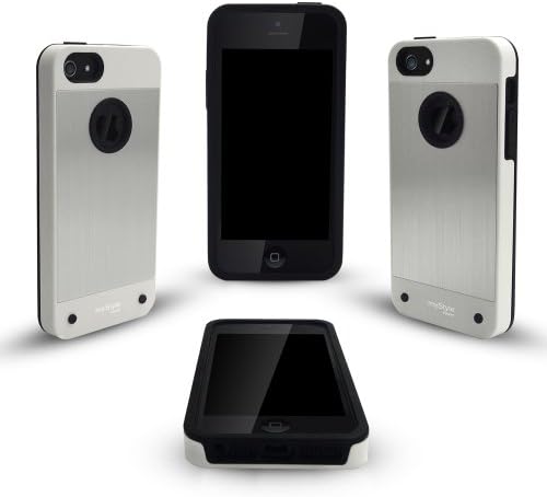 Apple iPhone 5 / 5s - Защитен калъф MyStyle - СРЕБРИСТ - Двоен силиконов жило: 1 черно, 1 бяло - В комплект защитно фолио premium