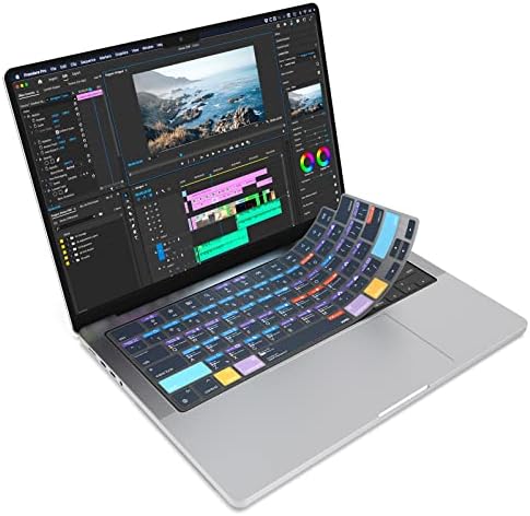 Капак на клавиатурата JCPal Adobe Premiere Pro Shortcut Guide за 2021/2023 M1 /M2 Apple MacBook Pro 14-инчов MacBook Pro