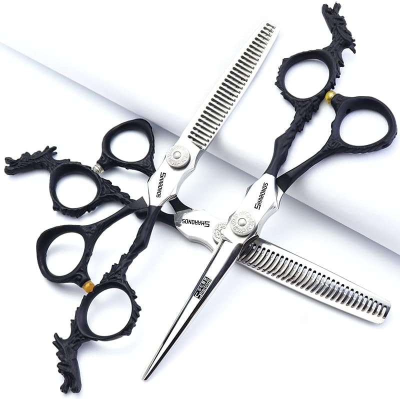 Сребрист/черен фризьорски ножици, професионални фризьорски ножици-висока твърдост, остри 6-инчов салонные фризьорски ножици. (Плоски