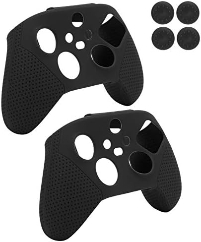 Mxzzand Ръкохватка за геймпада серията Xbox, устойчива на плъзгане силиконова ръкохватка, за Xbox серия S / X, за игралната дръжки (черен)