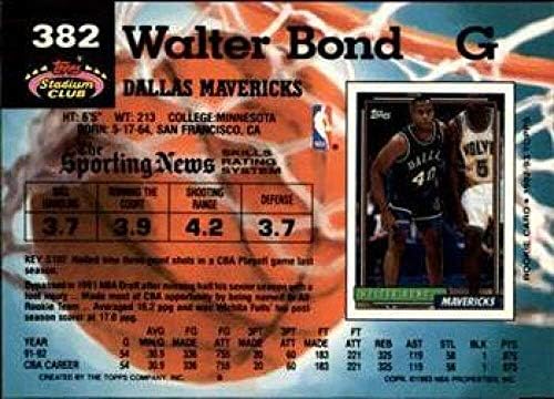 1992-93 Само за членове на клуба на стадион #382 Баскетболно карта Уолтър Бонд Далас Маверикс (Златна емблема) на НБА (RC - карта начинаещ) NM-MT