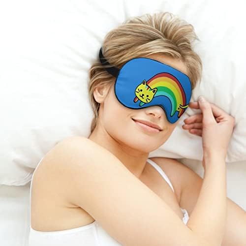Маска за Очи Rainbow Sleeping Cat Eye Mask с Регулируема Каишка и Превръзка на Очите, за да Пътуват със Самолет
