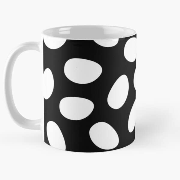 Овална Черно-бял Модел от Средата на века Модерни Геометрични Елипси Абстрактно Изкуство Кафеена Чаша Новост Бяла Керамична Чаша за Чай
