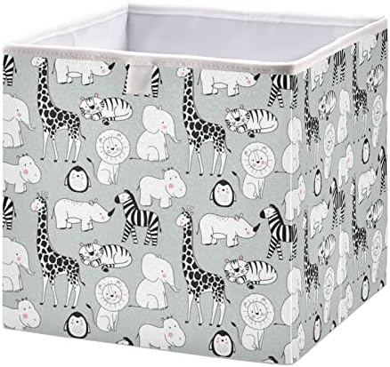 CaTaKu Животни Сладък Лъв Кубчета Кутии За Съхранение на 11 инча Сгъваем Текстилен Гардероб Кошница За Съхранение на Рафтове
