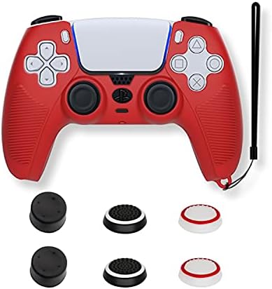 силиконов Защитен калъф за PS5, Противоскользящий Мек калъф и писалка за контролер Playstation 5 DualSense - Червен