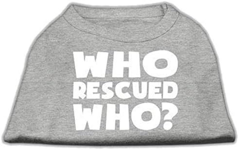 Тениска с Трафаретным принтом Mirage Pet Products Who Rescued Who, XX-Големи, Сиво