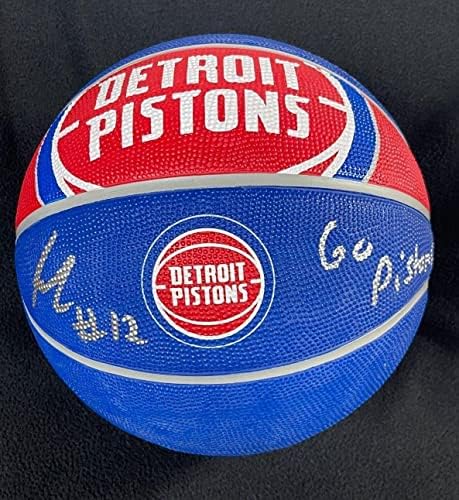 Баскетболен клуб Детройт Пистънс с автограф на Исая Ливерса и двойна надпис JSA LOA COA - Баскетболни топки с автографи