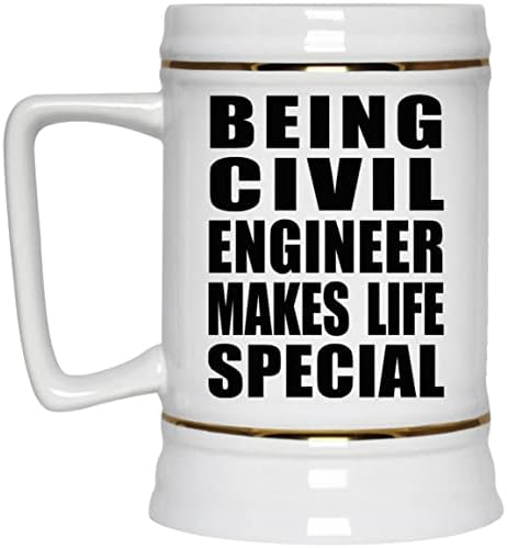 Designsify да Бъде Инженер-строител Прави Живота по-Специални, Керамична Чаша за бира Stein в 22 грама с дръжка за фризера,