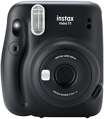 Фотоапарат миг печат FUJIFILM INSTAX Mini 11 Плюс стикери на филм Instax и Аксесоари, окачени на рамка и кърпа от микрофибър (тъмно сиво)