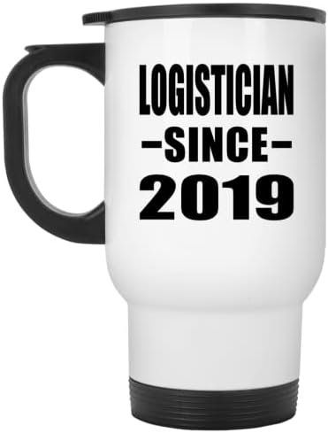 Designsify Logistician С 2019 г., Бяла Чаша за Пътуване, 14 грама, на Изолиран Чаша от Неръждаема Стомана, Подаръци за Рожден Ден, Годишнина,