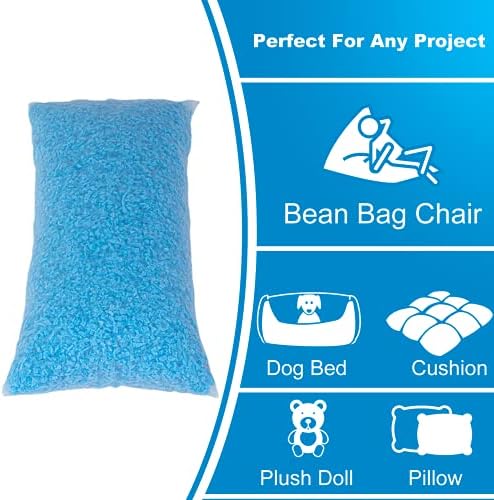 Пяна-пълнител Molblly Bean Bag 2,5 кг, Синя Висококачествена Късчета Пяна с памет ефект, Пълнеж за Възглавници, Легла за Кучета,