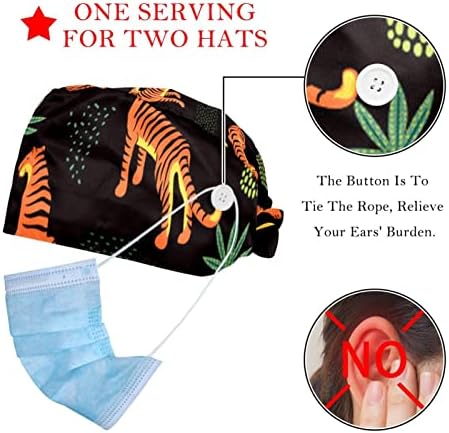 2 Опаковане на Зелени Работни шапки за еднократна употреба с цветя модел под формата на Мандала и тренировъчната ленти за Жени и