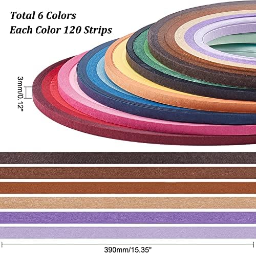 GLOBLAND 720шт 6 Цвята Хартиени Ленти за Квиллинга Цветни Хартиени Ленти за Квиллинга Направи си сам Хартиени Художествени Ленти